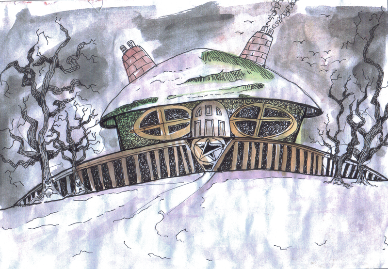 Illustration of Grimlick's home...Owl Cottage.